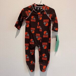 NFL Cleveland Browns Baby Footie Pajamas Sleepsuit 0 3 M Brown Orange